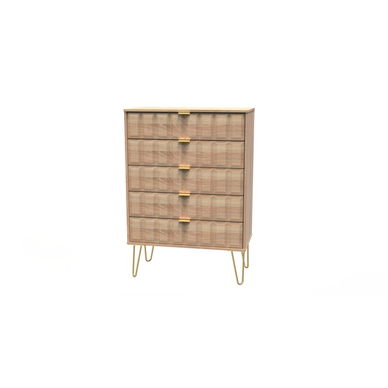 Alard 77cm W 5 - Drawer Chest of Drawers, Brown