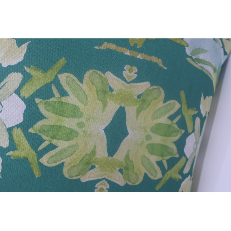 Wildflowers I Large Repeat Luxury Throw Pillow, 22"H x 22"W, Dark Green Floral