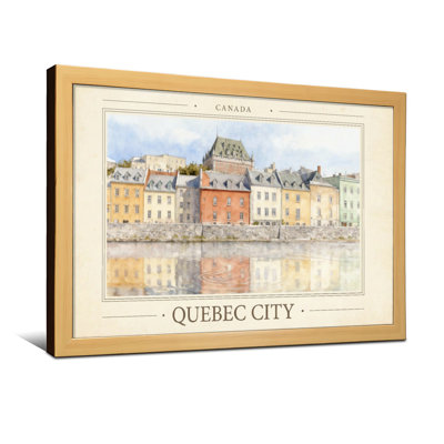 Paysages pittoresques et urbains avec aquarelle de Québec, reflet de la rivière Canada