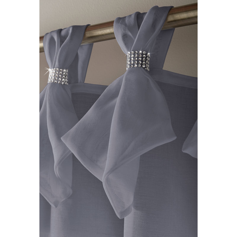 Aoibhne Tiara Tab Top Sheer Curtain Panel, Silver, 144 W x 274 D cm