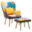 Lula Upholstered Linen With Footstool Wingback Chair
