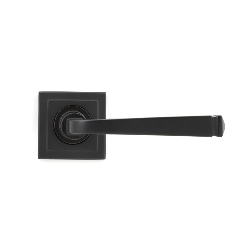 Avon Round Lever on Rose Set (Square), Aged Bronze