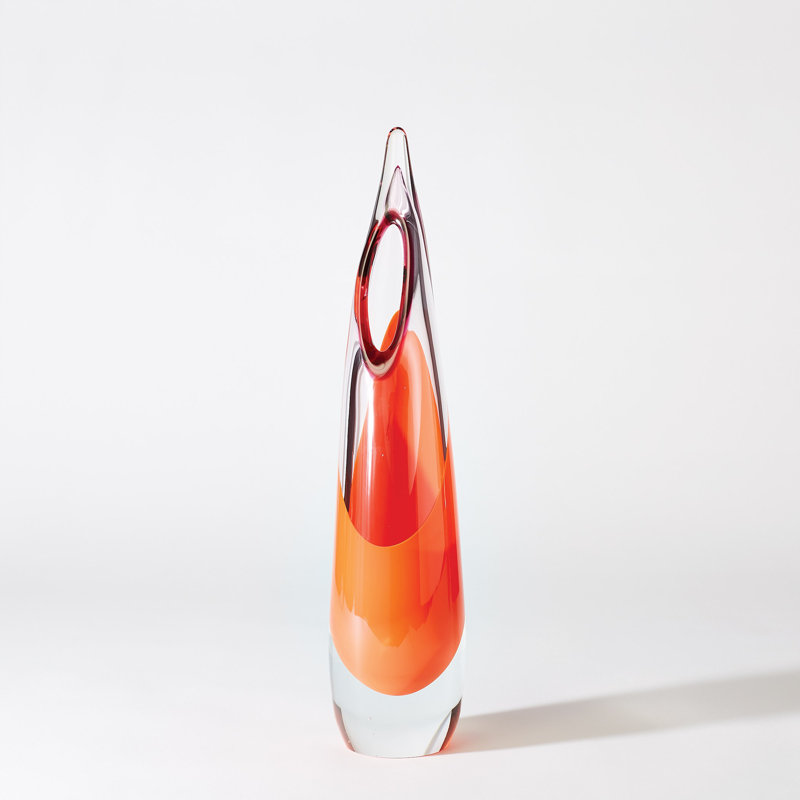 Vase en stalagmite, H 17,5 po x l 4 po x P 4 po, Rouge