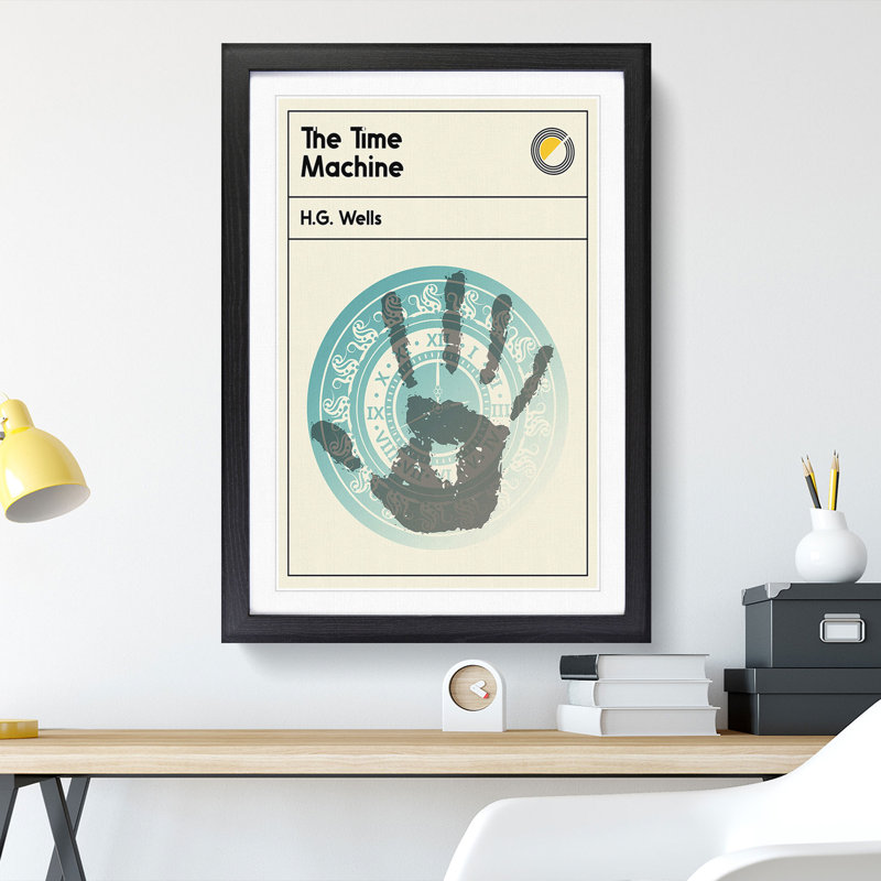Book Cover the Time Machine H. G. Wells - Picture Frame Graphic Art, Black, 65cm H x 48cm W x 2cm D