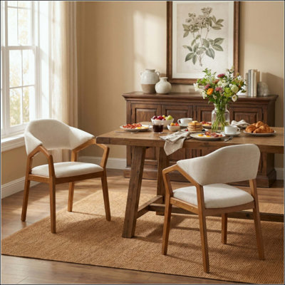 Ensemble de 2 chaises de salle à manger d'intérieur, fauteuil rembourré en chenille avec structure robuste, capacité de 300 lb, dossier incurvé ergonomique