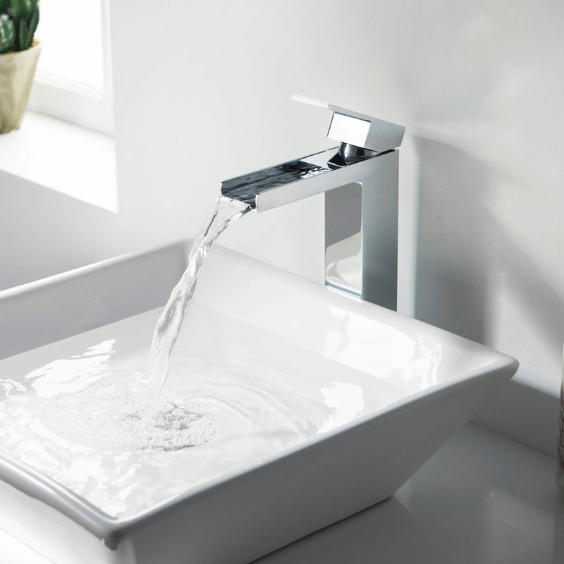 Robinet de lavabo vasque Waterfall, Chrome, Avec drain escamotable
