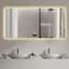 Miroir de salle de bain avec rétroéclairage à DEL de 48 po x 32 po - Brouillard, imperméable, capteur intelligent, variation de couleur, verre moderne et résistant, capacité de verre réglable de 48 po x 32 po, option
