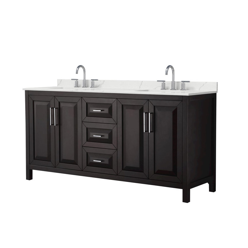 Daria 72'' W Vanity, Brown, Polished Chrome, Giotto Quartz