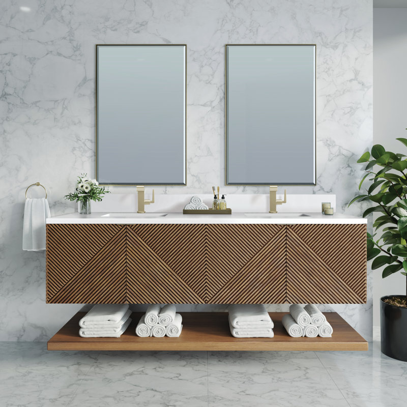 Marcello 72'' W Double Vanity, White Zeus, Single-Hole