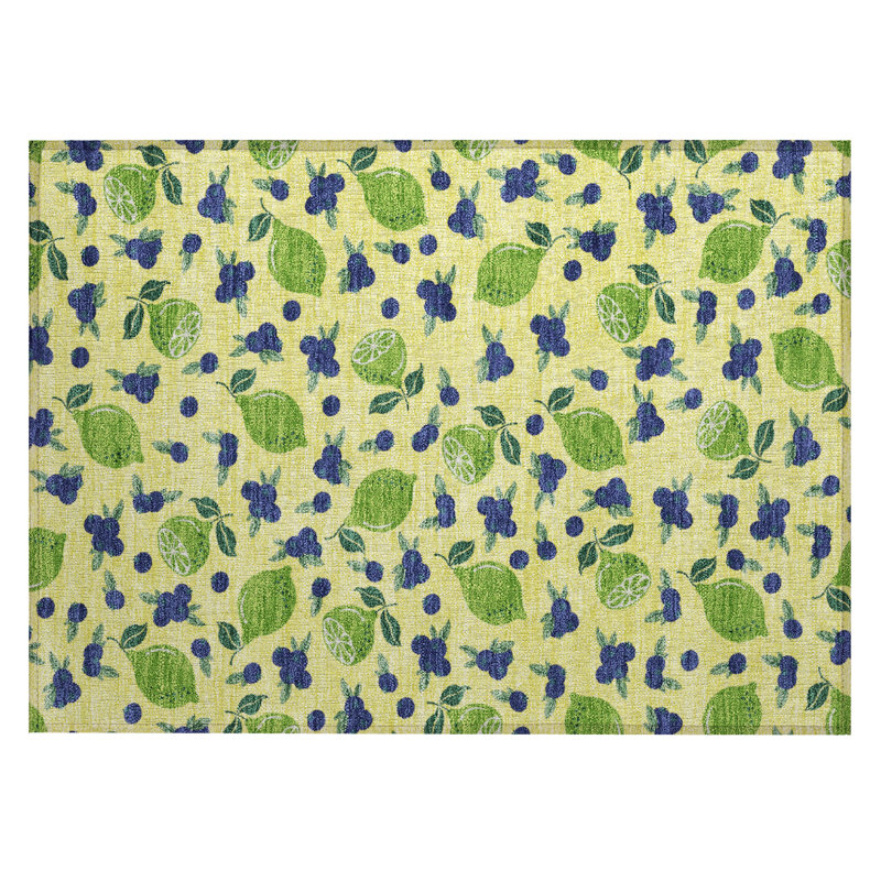 Machine Washable Indoor/Outdoor Bourkelands ACN2354 Fruits Rug, Rectangle 1'8" x 2'6"
