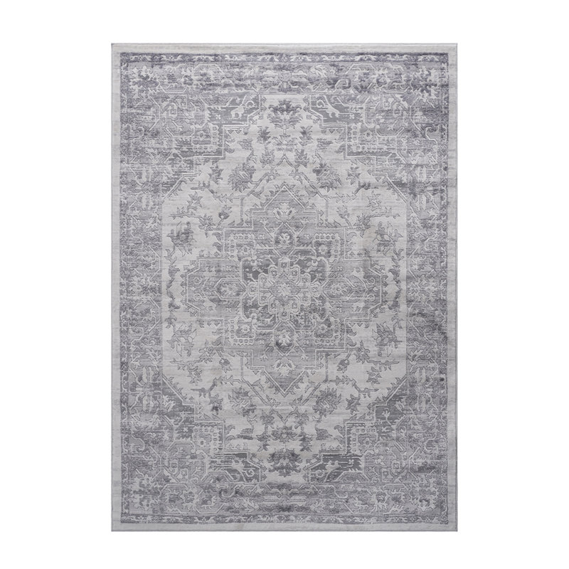 Silver/Oriental Non-Shedding Living Room Bedroom Dining Home Office Stylish And Stain Resistant Area Rug