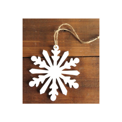 White Hanging Wood Snowflake Ornament