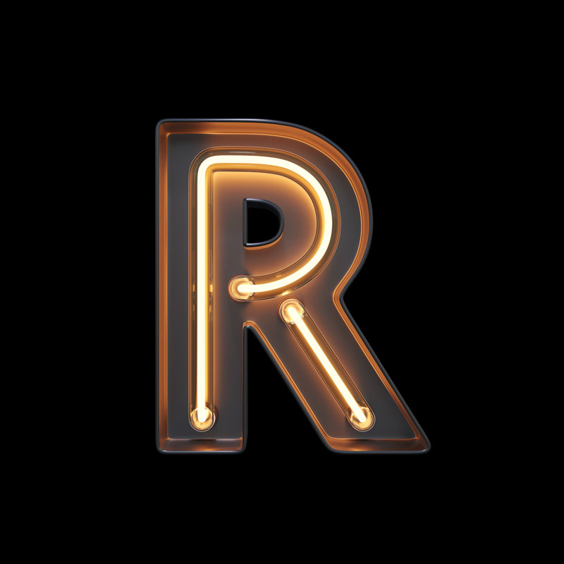 Neon Light Alphabet R With Clipping Path by Sarawuth702 - Wrapped Canvas Print, 30cm H x 30cm W