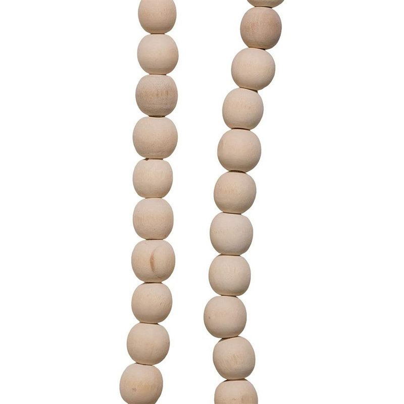 Rustic 9-Foot Pre-Decorated Natural Wood Beaded Christmas Garland