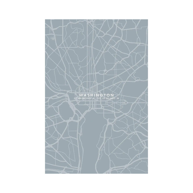 Washington City Map - Wrapped Canvas Print, 66.04 cm H x 45.72 cm W