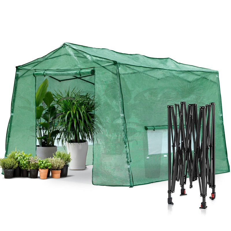 Joyside 8.5' W x 11' D Hobby Greenhouse, Green, 11.2'D x 8.5'W x 7.4'H