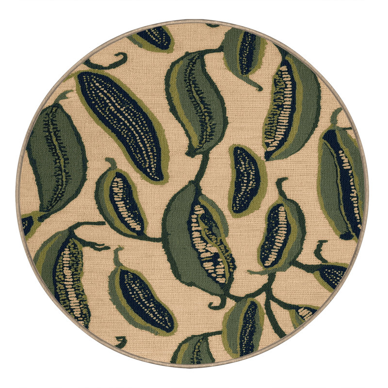 Washable Winged Beans Vegetables Area Rug, Round 3'