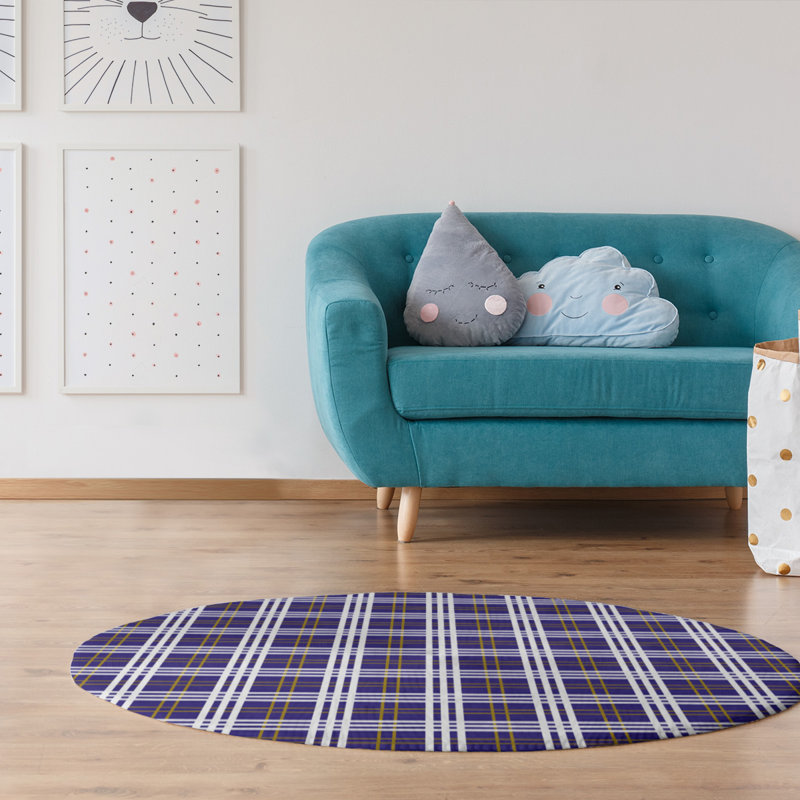 Tapis à carreaux mauve, Rond 5 pi