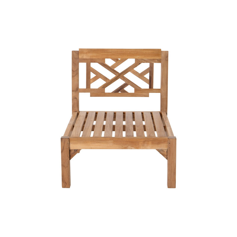 Monterey Teak Outdoor Armless Lounge Chair with Sunbrella Cushions, Antique Beige