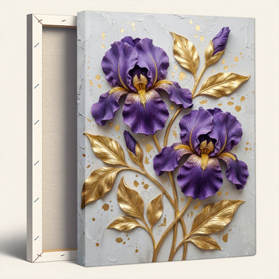 Purple Gold Canvas Wall Art Oil Painting Print Set Of 1