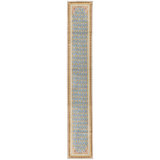 Hand-Knotted High-Quality Blue and Ivory Runner
