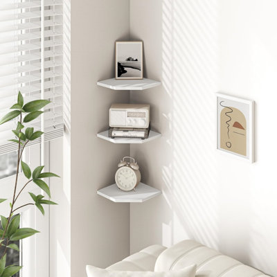Rustic Wood Floating Corner Shelves