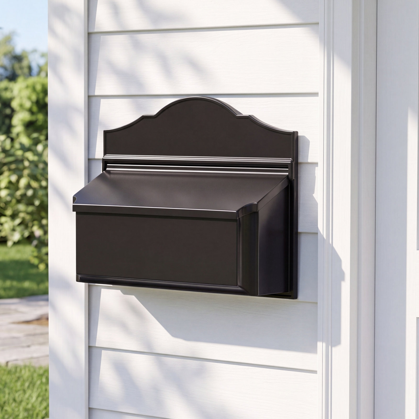 Horizontal Wall-Mounted Mailbox, Black