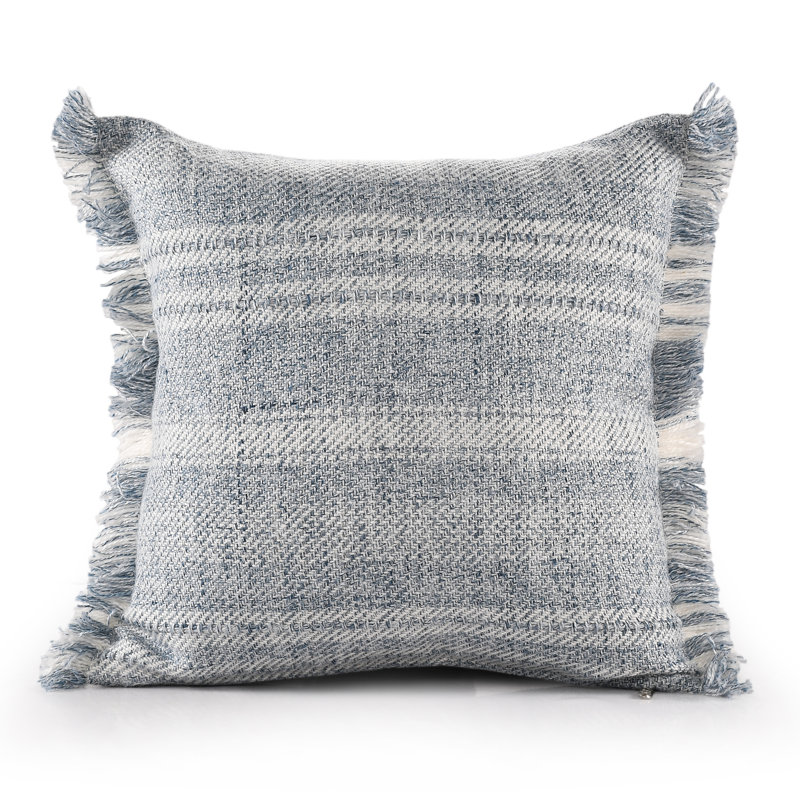 Gray/Ivory Farmhouse Striped Reversible Indoor/Outdoor 100% Cotton Throw Pillow, Polyester