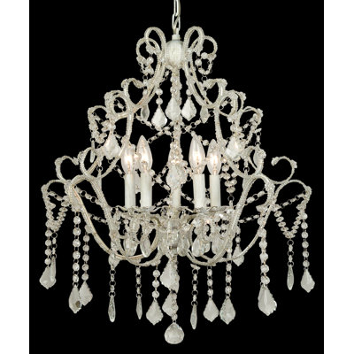 Traditional 5 Light White Crystal Chandelier