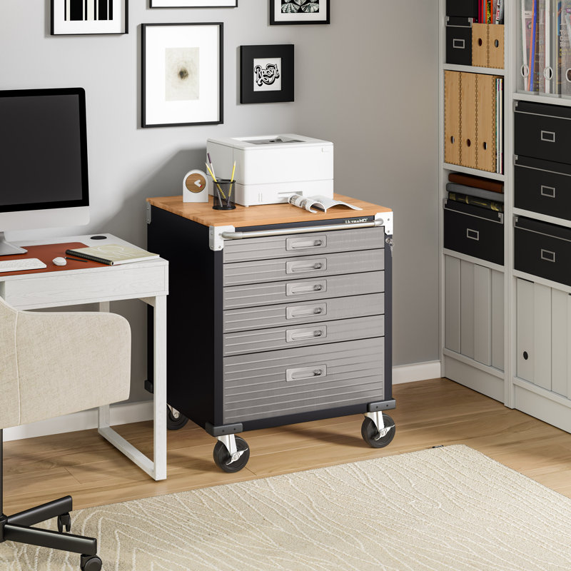 Seville Classics UltraHD 6-Drawer Rolling Cabinet, Graphite