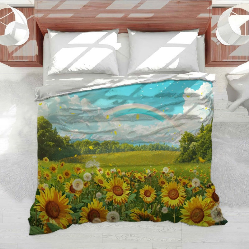 Sunflower Field Nature Cotton Blend Comforter, Twin Comforter