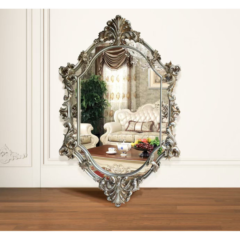 Aurora Flat Solid And Engineered Wood Mirror, Antique Silver