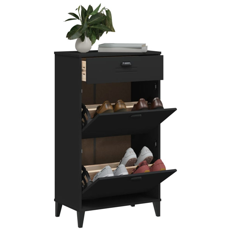 8 Pair Shoe Storage Cabinet, Black