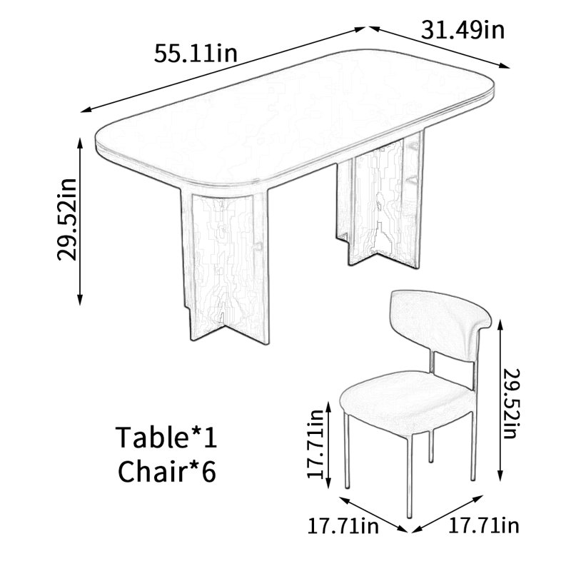 Ensemble de table de salle à manger moderne, simple et pratique, H 29,52 po x L 55,11 po x l 31,49 po, Noir