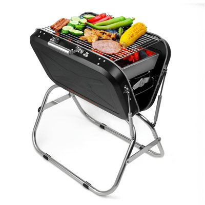 Ebern Designs 58 cm W Portable Grills Grill / Smoker Combo Charcoal Grill Gas & Charcoal Combo Grill