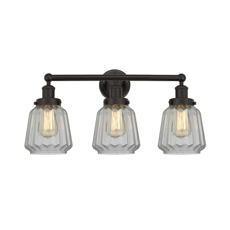Éclairage pour meuble-lavabo à 3 lumières Aretzy, Blanc mat, Bronze huilé