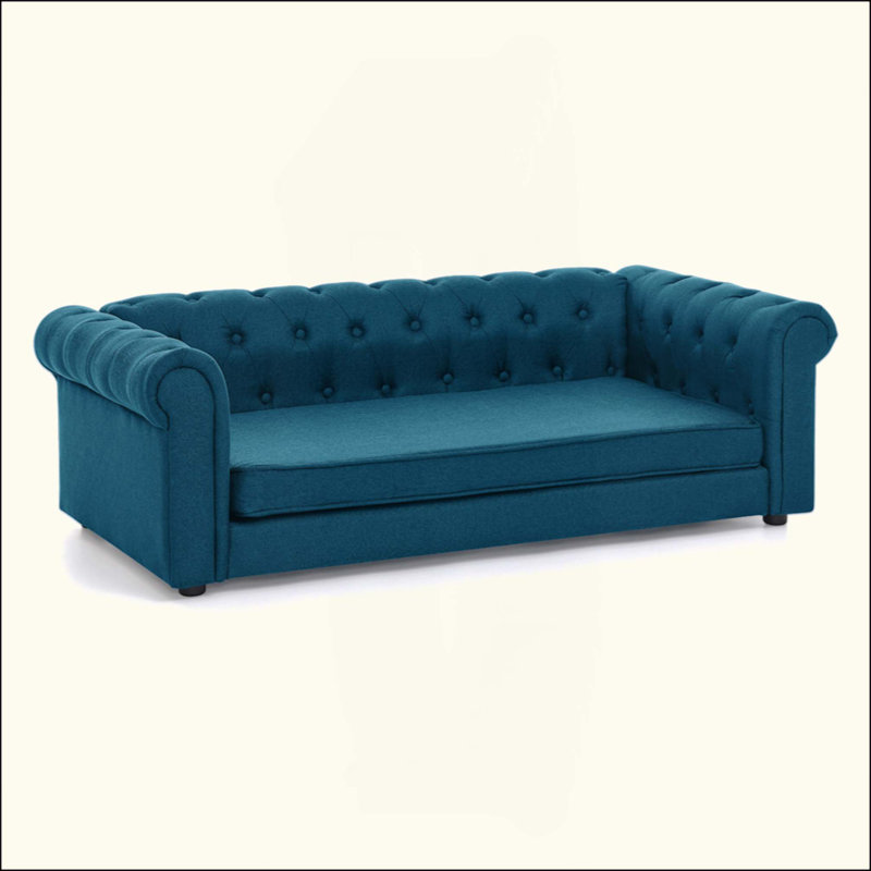 Élégant lit surélevé rectangulaire pour chiens de grande taille et surdimensionné, canapé-lit moderne en tissu de lin, canapé surélevé durable pour l'intérieur