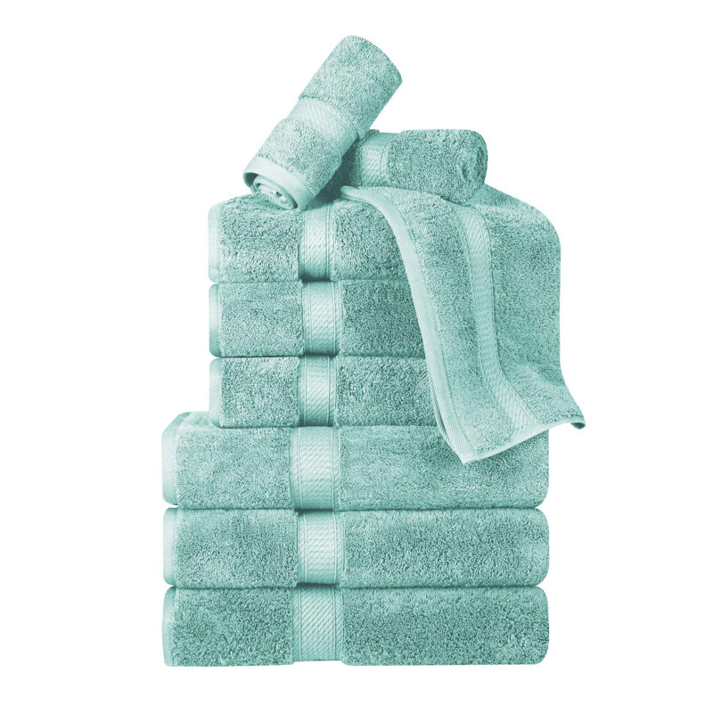 Scotia Egyptian Cotton Bath Towel Set, Sea Foam, 9Pc Towel Set  (3Bath, 3Hand, 3Face)