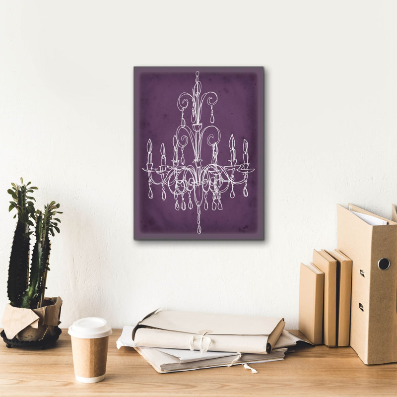 «Plum Chandelier Sketch 2» par Ethan Harper, art mural sur toile, H 16 po x l 12 po x P 0,75 po