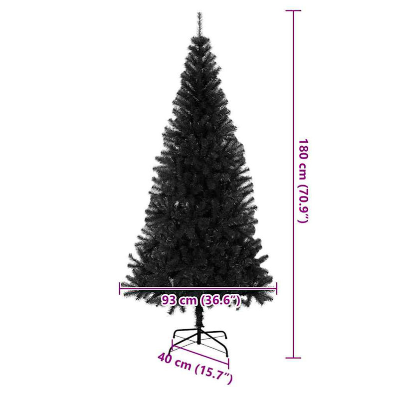 vidaXL Christmas Tree with 300 LEDs with Stand PVC, Black