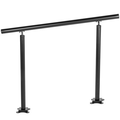 Adjustable Stair Handrail 4ft 1-4 Steps Aluminum 1 Piece Black 165LBS Capacity