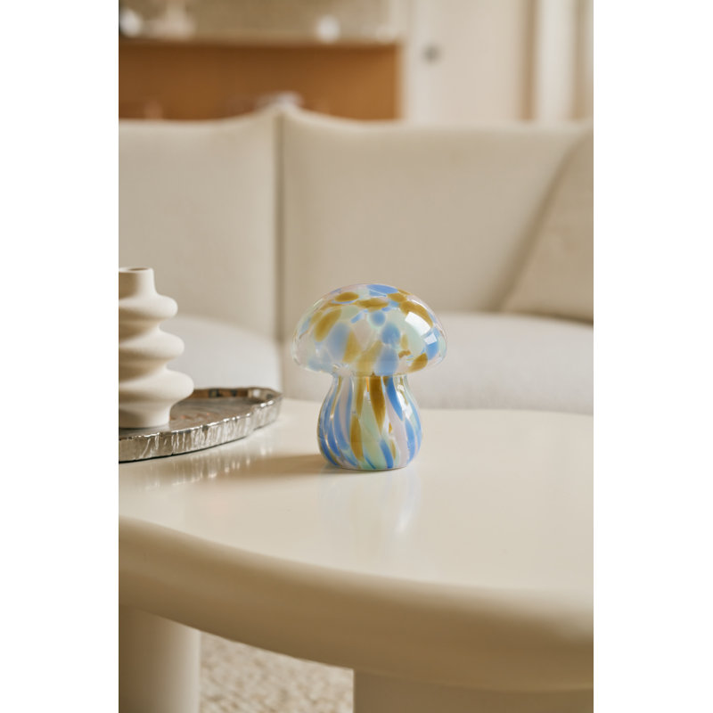 Portable Chubby Open Top Glass Mushroom Lamp, Kaleidoscope, Kaleidoscope