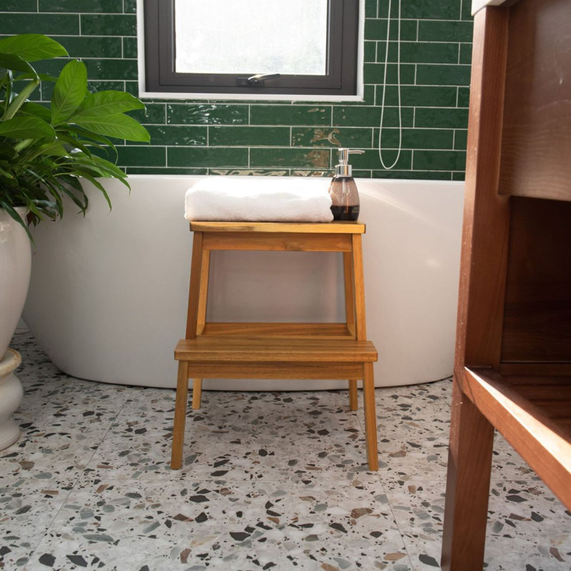 Acacia Wood Two Steps Stool Small  Rectangle