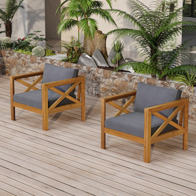 Outdoor Acacia Wood Club Wooden Armchair