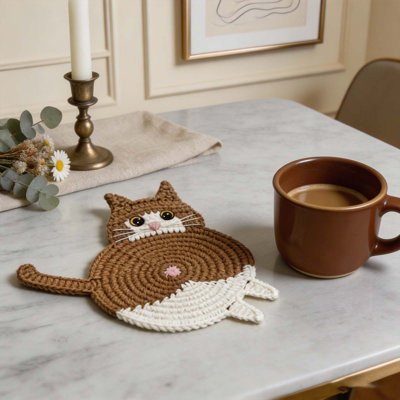 knitted coaster 7PCS Cute   For Drinks  Handwoven Absorbent Crochet  Funny  Butt   For  Mom/  Home  Kitchen Decor
