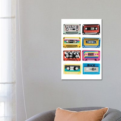 Retro Mix Tapes 1 Piece Wrapped Canvas Wall Art
