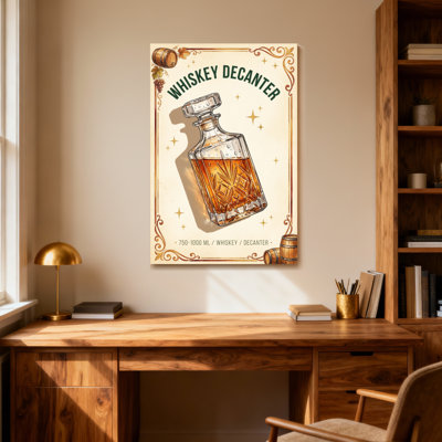 Carafe à whisky tendance avec étoiles dorées et motifs en baril