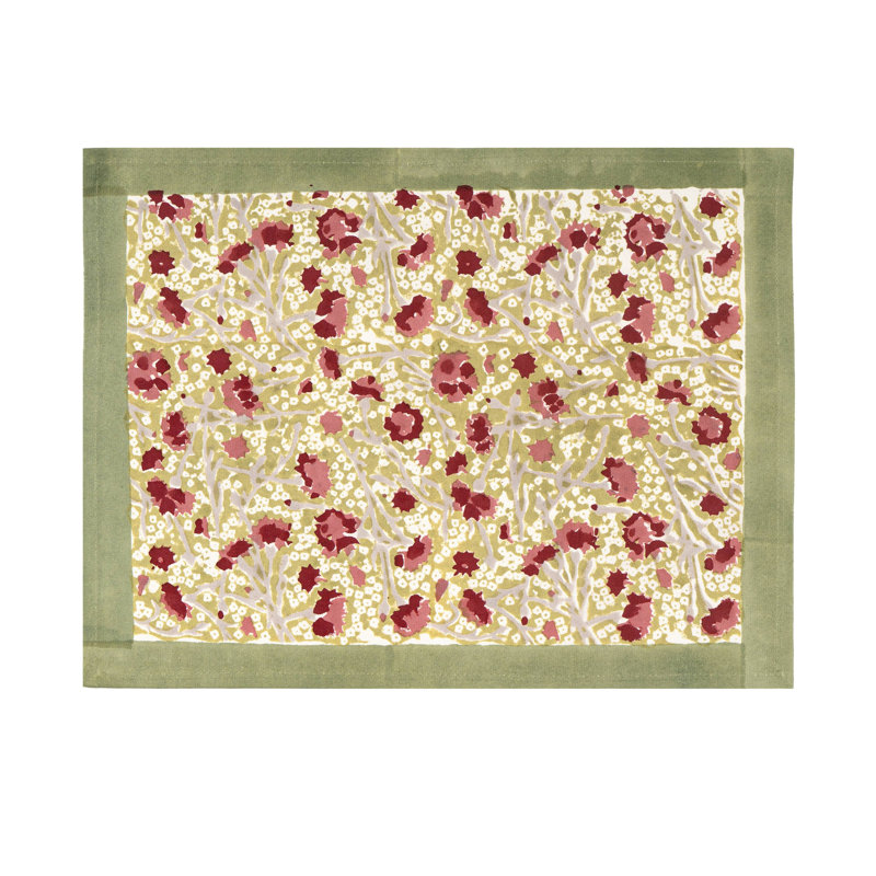 Meadows 100% Cotton Rectangle Placemats, Red/Green
