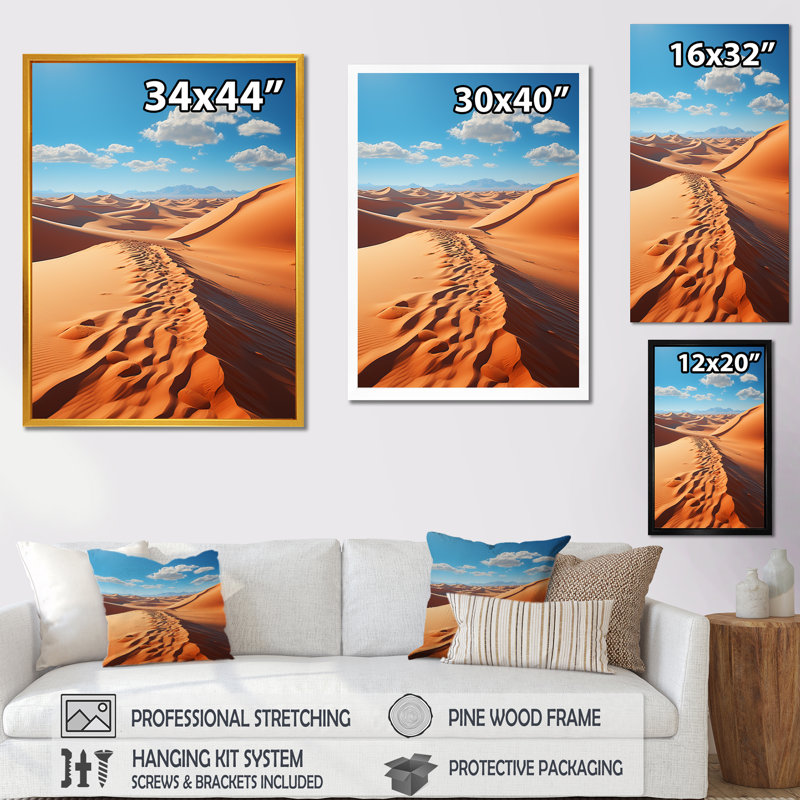 Dunes du désert, horizon panoramique III, Toile tendue, H 20 po x l 12 po x P 1 po