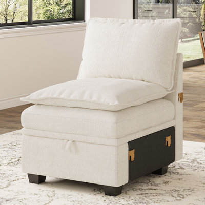 Luna Chenille Single Seat Armless Storage Chair For Modular Sofa by Latitude Run